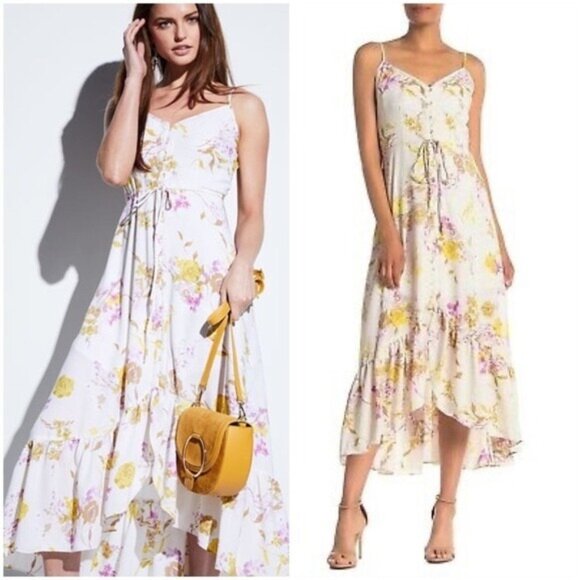 Nanette Lepore Floral Ruffle High-Low Maxi Dress SZ 10 NWT - Picture 1 of 3